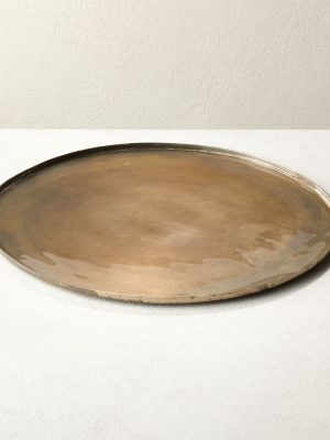 Burnish Antique Round Nickel Serving Platter