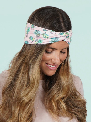 Cactus On Pink Turban Twisted Headband