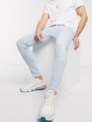 Topman Organic Spray On Jeans In Bleach Blue