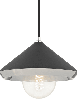 Marnie 1 Light Large Pendant - Polished Nickel/black