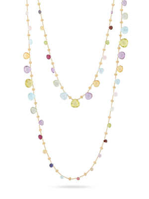 Marco Bicego® Paradise Collection 18k Yellow Gold Mixed Gemstone Triple Wave Necklace