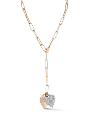 18k Gold And All Diamond Heart Charm Necklace