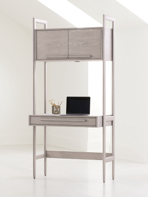 Tate Stone Bookcase Desk With Power