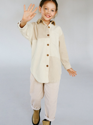 Oversized Colorblock Corduroy Overshirt