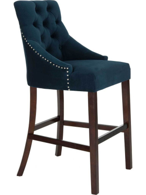 Ellianna Tufted Wing Back Bar Stool Navy (set Of 2)