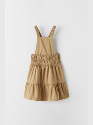 Elastic Detail Pinafore Dress