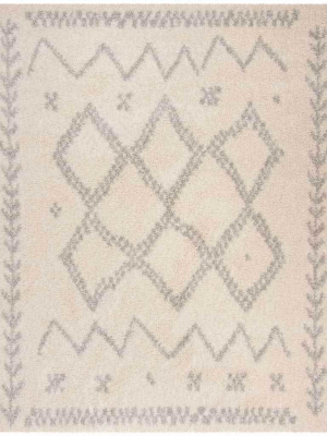 Arizona Shag Tribal Ivory/gray Area Rug