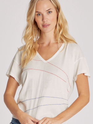 Americana Stitch Chrissy Tee | Vanilla