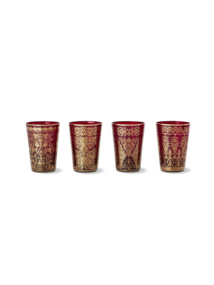 Soiree Red & Gold Mixed Tumblers, Set Of 4