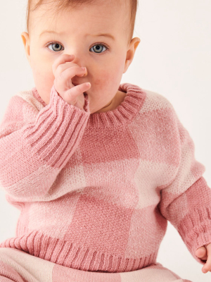 Strawberries & Cream Tartan Knit Sweater