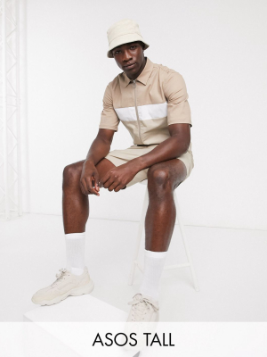 Asos Design Tall Short Boilersuit With Cut & Sew Panels