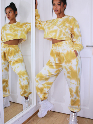 Petite Cream Tie Dye Oversized Joggers