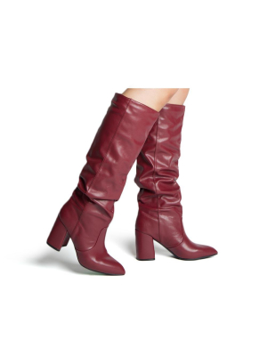 Mariko-56 Burgundy Stretched Slouchy Boots