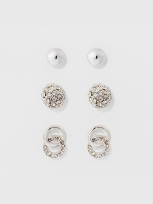 Stud Earring Set 3ct - A New Day™ Silver