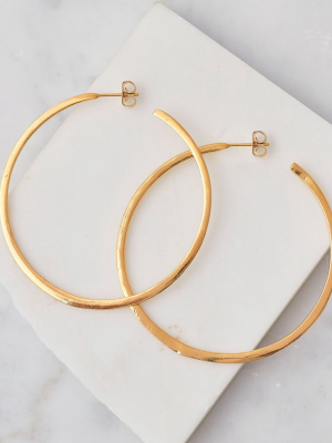 Brushed Hoop Earrings, Gold