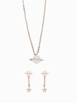 Saturn Necklace & Earring Set