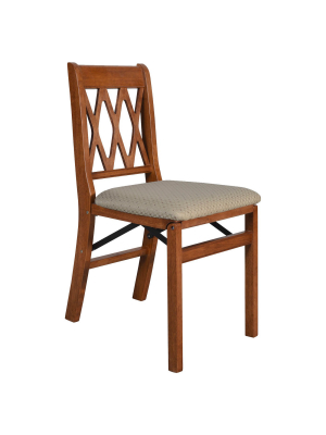 2 Piece Folding Chair With Blush Seat Cherry - Stakmore