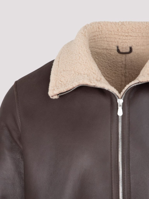 Brunello Cucinelli Shearling-trimmed Leather Jacket
