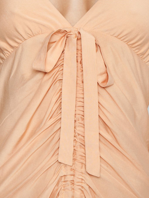 De Niro Ruffle Drawstring Maxi  Dress - Peachy Orange