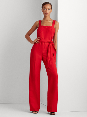 Linen Twill Wide-leg Jumpsuit