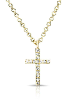 14kt Yellow Gold Diamond Cross Necklace