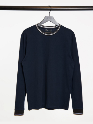 Asos Design Long Sleeve T-shirt With Contrast Tipping