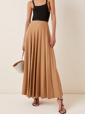 Pleated Twill Maxi Skirt