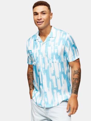 Blue And White Paint Stroke Design Shirt