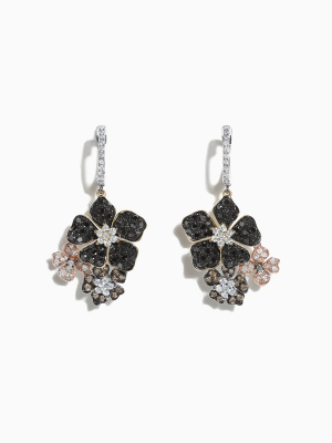 Effy Nature 14k Tri Color Gold Diamond Flower Earrings, 2.04 Tcw