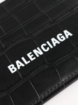 Balenciaga Logo Print Embossed Cash Card Holder