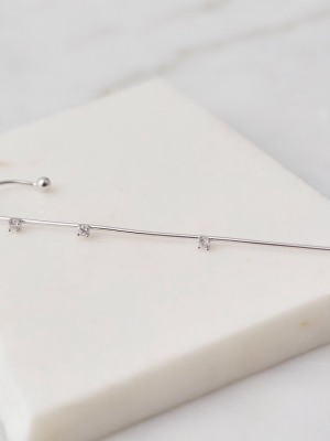 Gia Bar Pin Ear Cuff, Silver