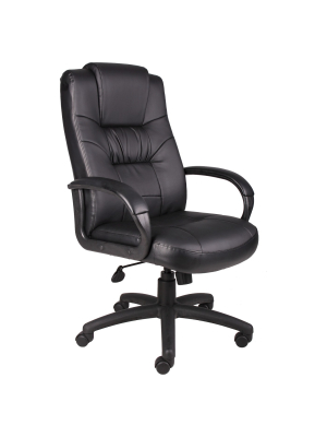 Executive High Back Leatherplus Chair Black - Boss Office Products