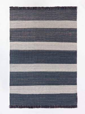 Highland Hand Woven Striped Jute/wool Area Rug Blue - Threshold™ Designed With Studio Mcgee