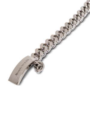 Alexander Mcqueen Skull Charm Curb Chain Bracelet