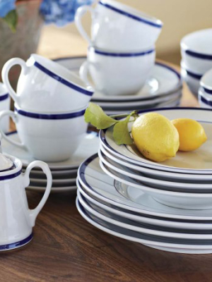 Brasserie Blue-banded Porcelain Soup Bowls, Set Of 4