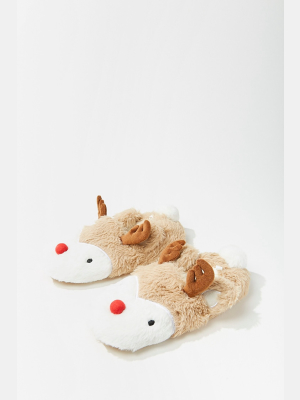 Plush Reindeer Slippers