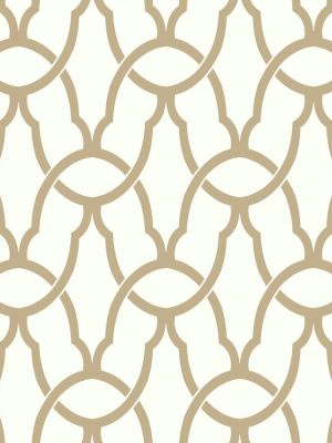 Trellis Peel & Stick Wallpaper In Gold By Roommates For York Wallcoverings