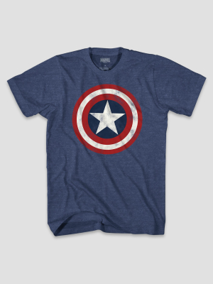 Men's Marvel Captain America Logo Short Sleeve Graphic T-shirt Denim Heather