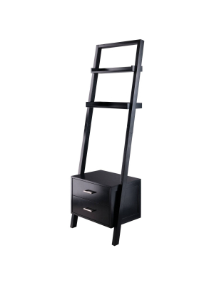 69.36" Bellamy Leaning Shelf With Storage Black - Winsome