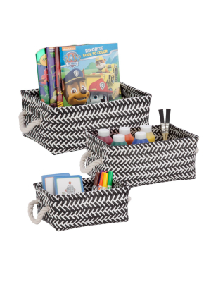 Honey-can-do Set Of 3 Zig Zag Baskets Black