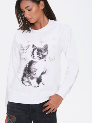 Fleece Kitten Graphic Sweatshirt