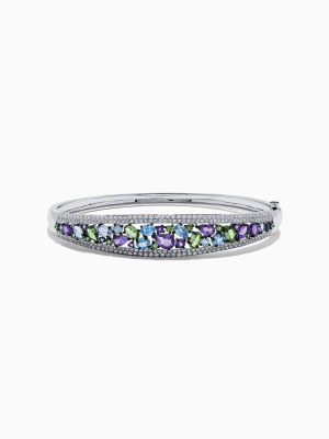 Effy Watercolors 14k White Gold Multi Sapphire And Diamond Bangle, 6.25 Tcw