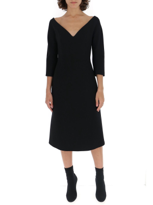 Prada V Neck Midi Dress