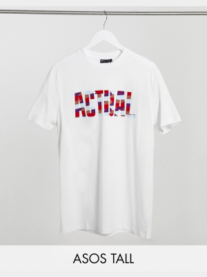 Asos Actual Tall T-shirt With Logo In Colored Flock Print