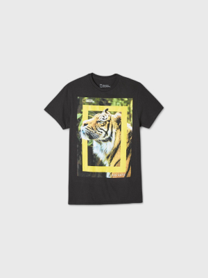 Men's National Geographic Tiger Face Short Sleeve Graphic T-shirt - Black