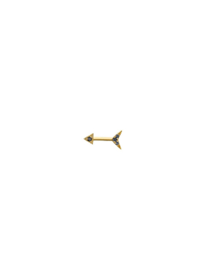 Mini Arrow Stud - Black Diamond & Gold