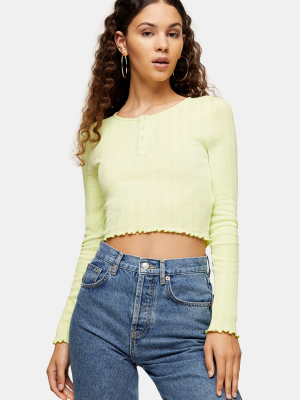 Lime Green Long Sleeve Button Through Top