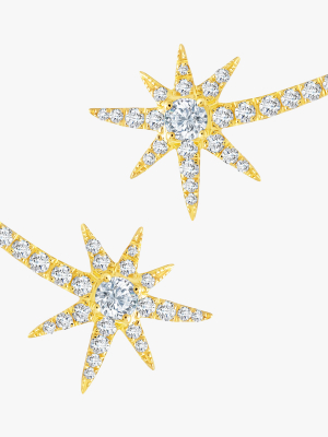 Yellow Gold Shooting Starburst Stud Earrings