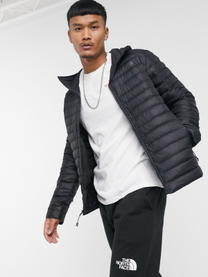 The North Face Stretch Down Hoodie Jacket In Black