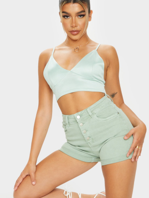 Sage Green Stretch Satin Bralet